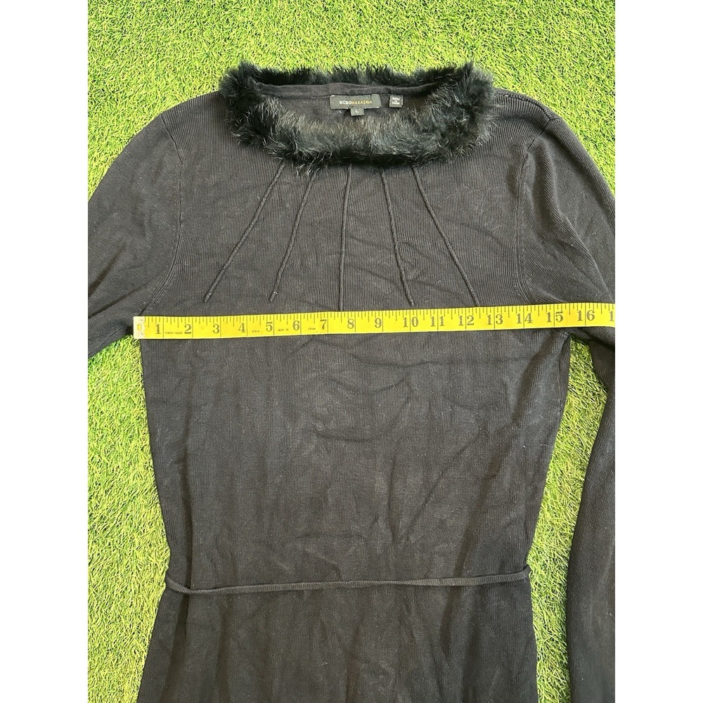 Vintage BCBG Maxazria Sweater‎ Women Large Black Long Sleeve Faux Fur Trim Y2K - Picture 8 of 15